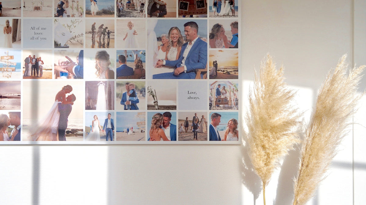 Foto-wanddecoratie onderhouden in een warm interieur