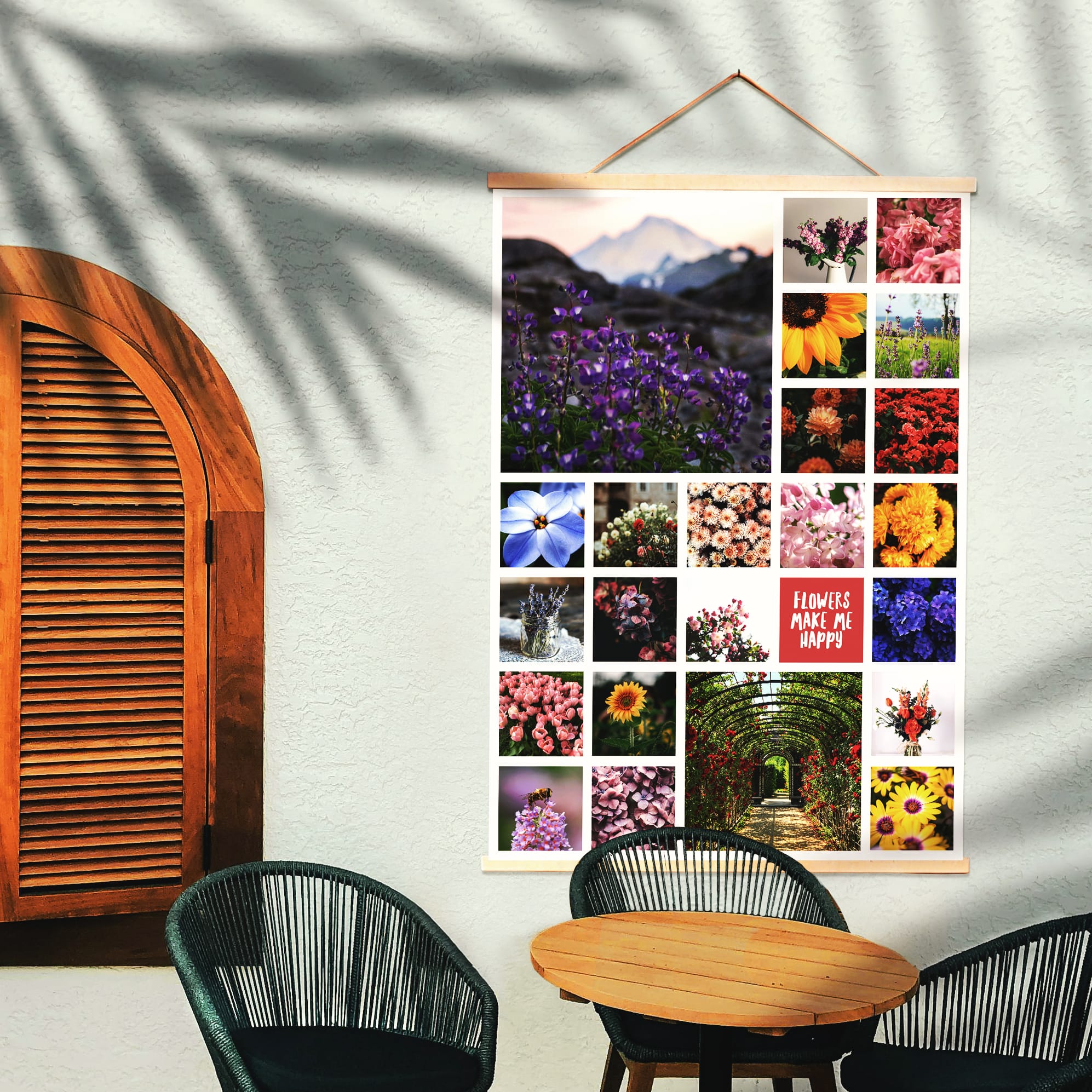 Tuinposter Bloemen uit Instawall Prints Artist collection, fotocollage van bloemfoto's als tuinwanddecoratie.