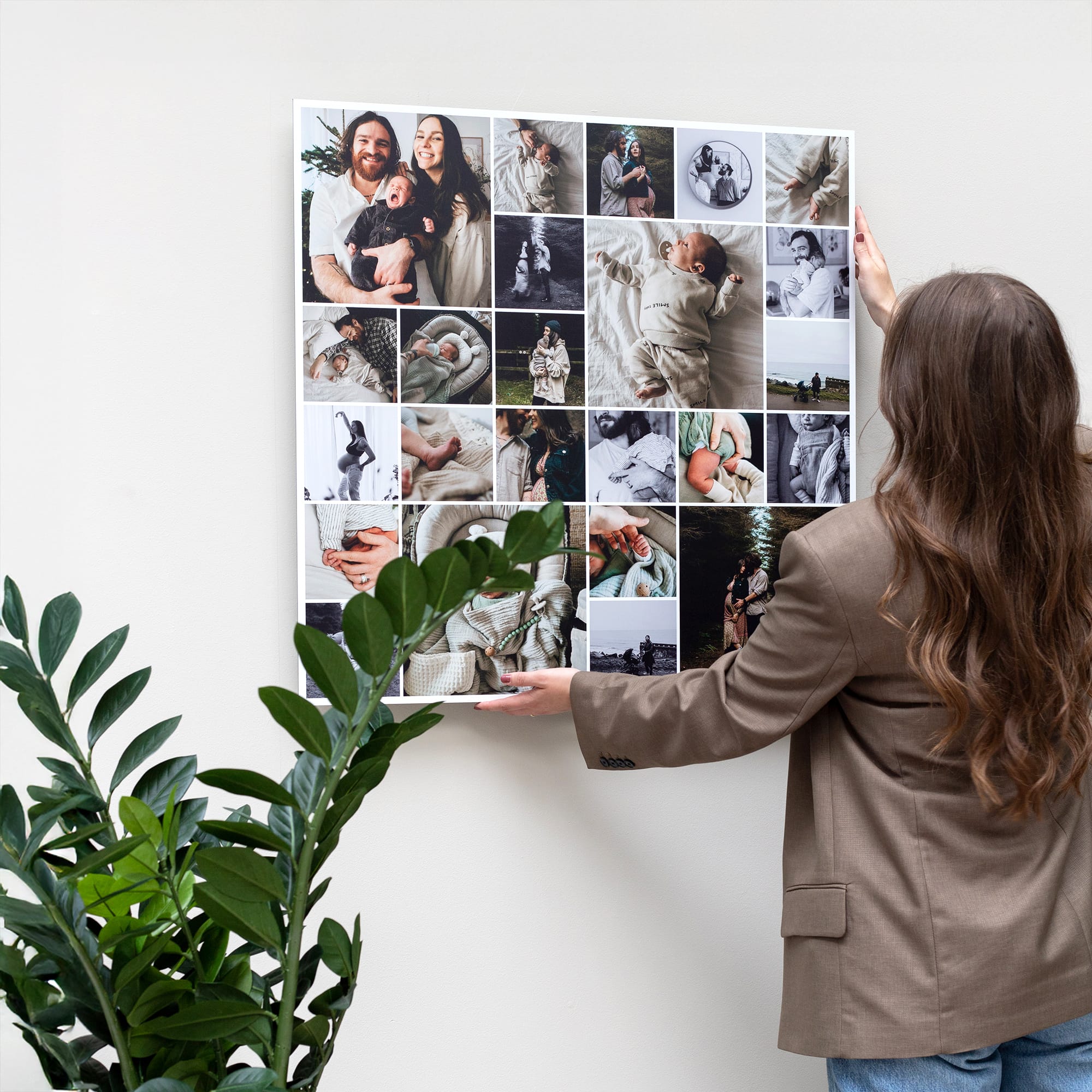 Fotocollage op aluminium vierkant — eigen foto's op Dibond, handgemaakt in Nederland