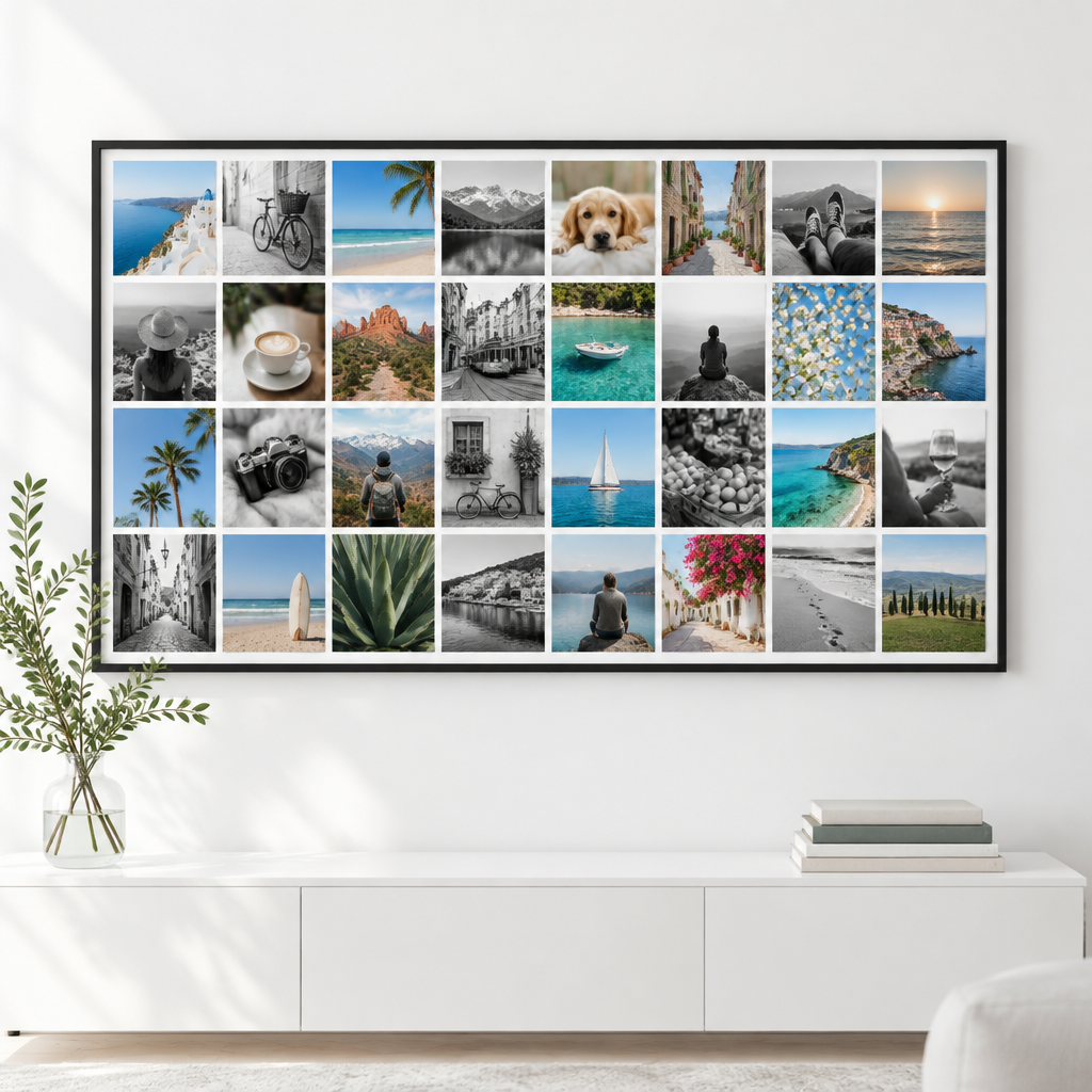 Toile photo Instawall Canvas Wide avec châssis noir au mur