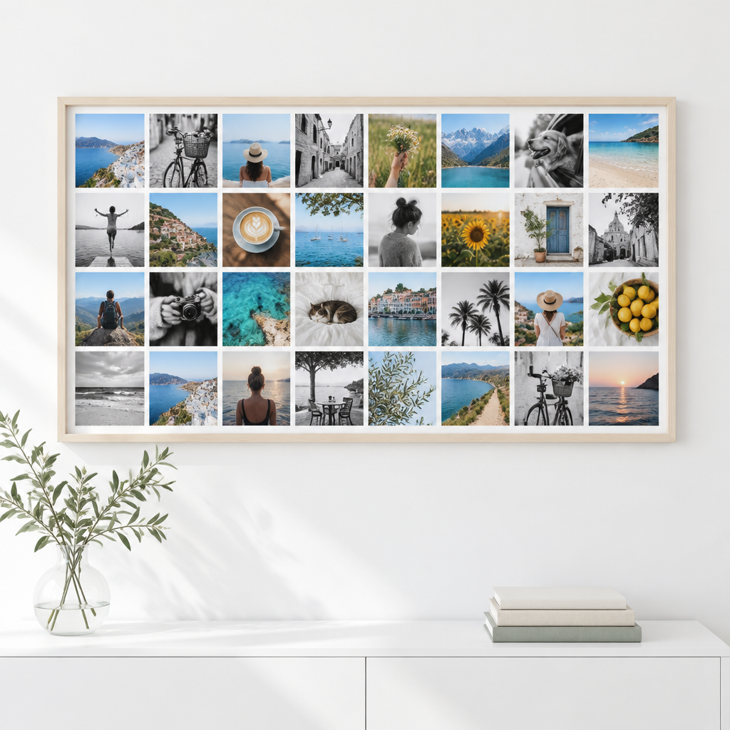 Toile photo Instawall Canvas Wide avec châssis naturel au mur