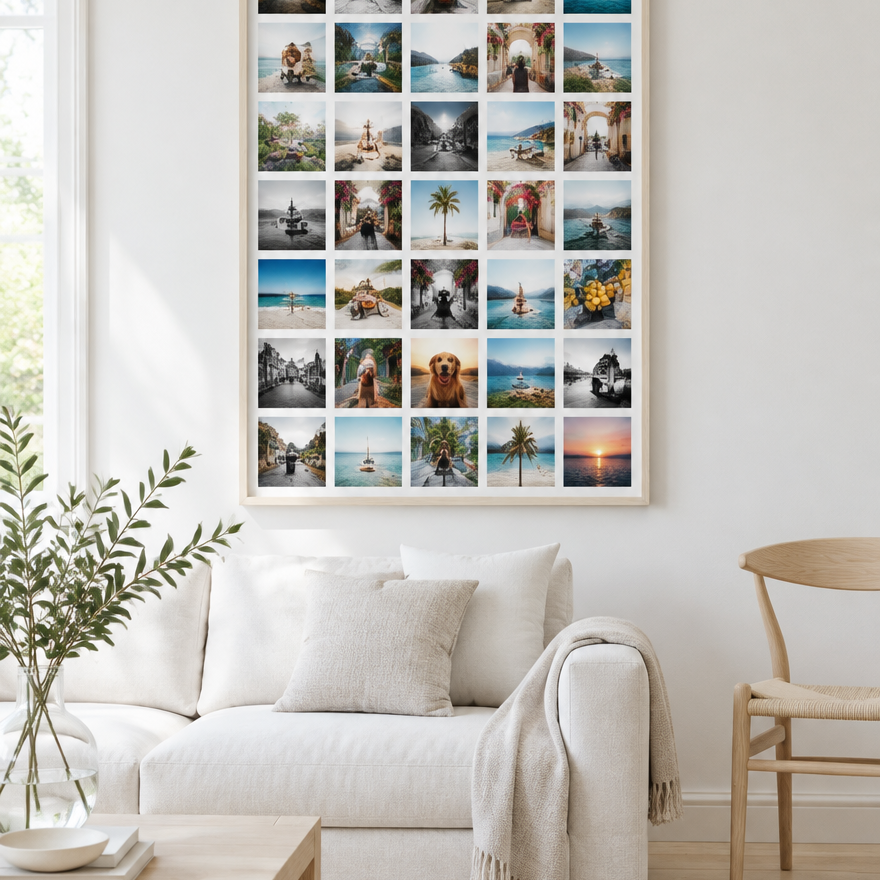 Grande toile photo Instawall Canvas Portrait avec châssis naturel au mur