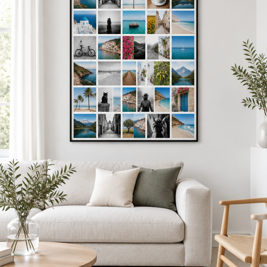 Grande toile photo Instawall Canvas Portrait avec châssis noir au mur