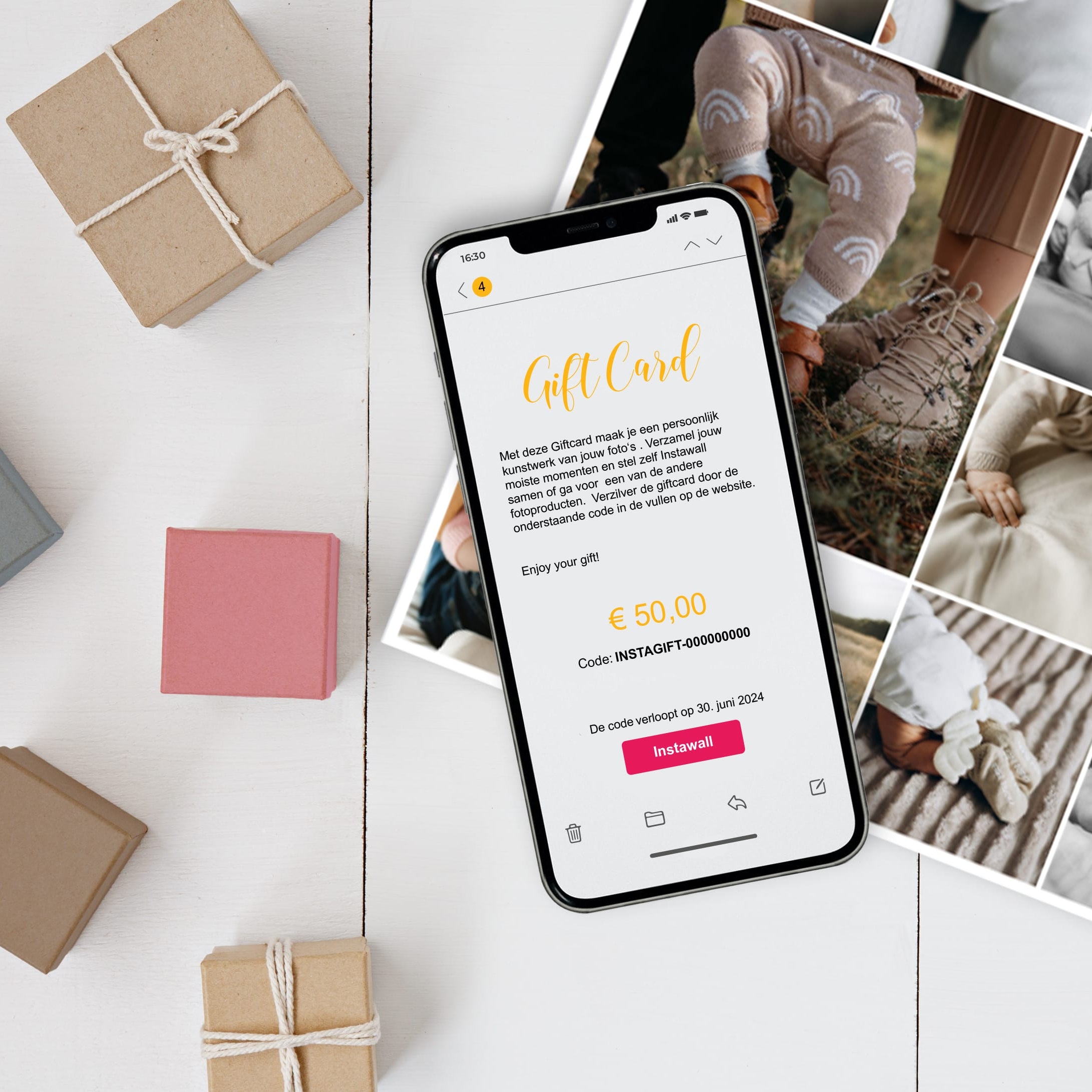 Instawall Giftcard digitale cadeaukaart met collagefoto’s voor persoonlijk cadeau