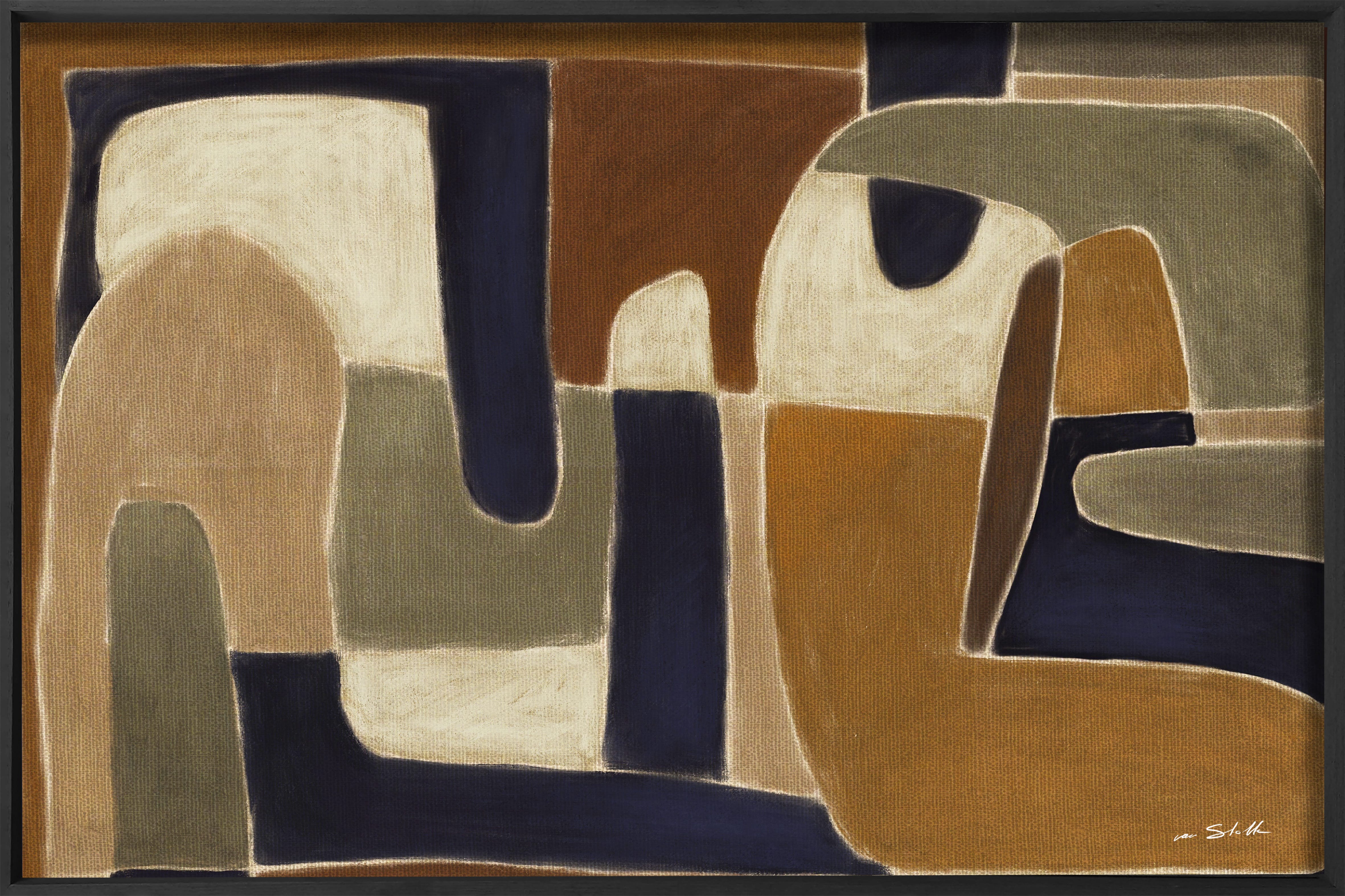 Epitome Instawall akoestisch wanddecoratie met abstract geometrisch patroon in oranje beige donkerblauw