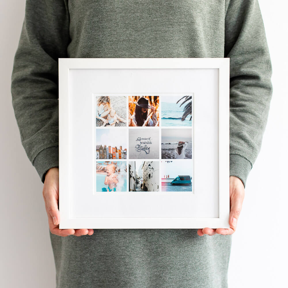 Instawall Posterframe Square | 40x40 cm | Wooden frame white with passe-partout