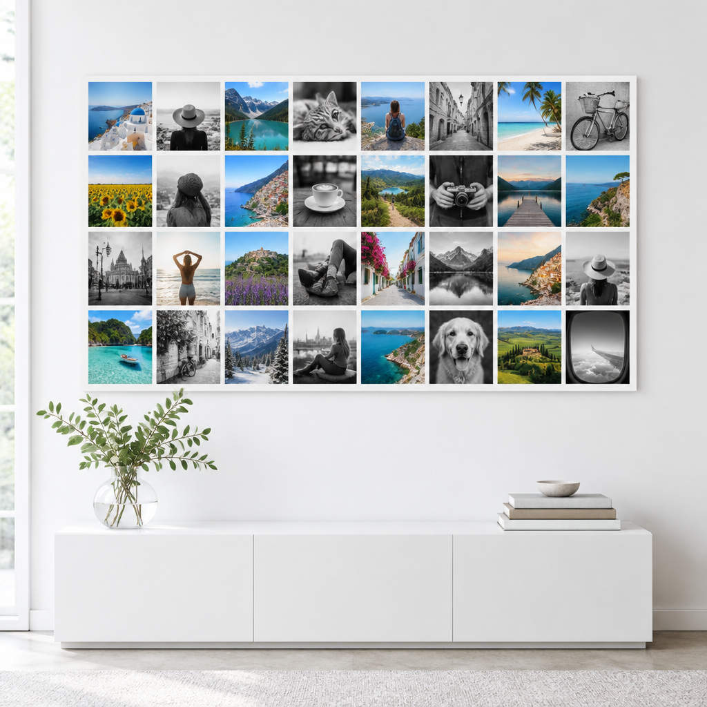 Différents formats de toile au mur