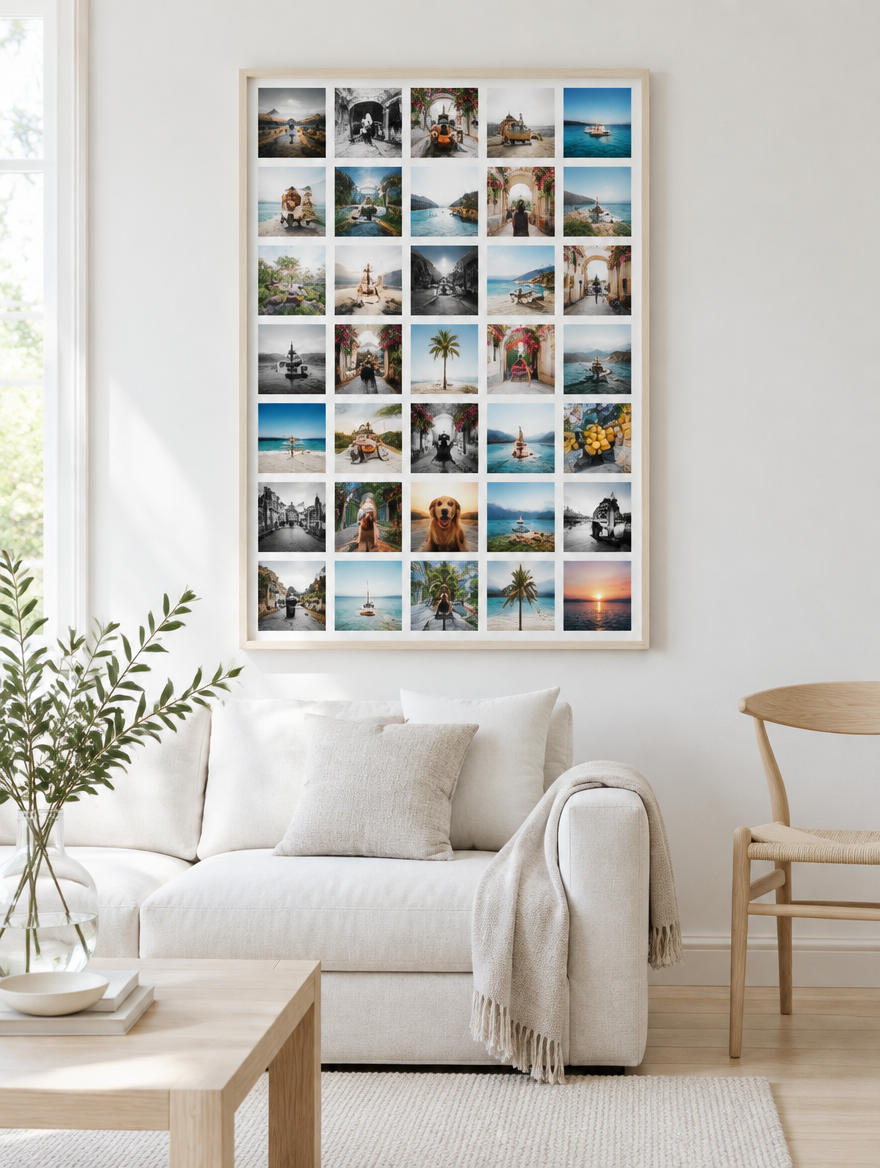 Grande toile photo Instawall Canvas Portrait avec châssis naturel au mur